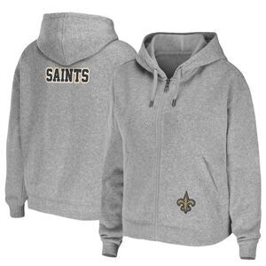 WEAR by Erin Andrews New Orleans Saints Team Heathered Gray Full-Zip Hoodie Size